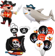 Decorazioni per festa di compleanno dei bambini - 15 pezzi - Decorazione per festa di pirati - Palloni di elio - Pallone a forma di nave da pirati e squalo - Pallone di carta - Palloni per bambini - Occhialini per festa di Halloween