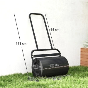 RULLO PER PRATO con manico a U Ø32 cm 58x32,5x113 cm Acciaio Nero