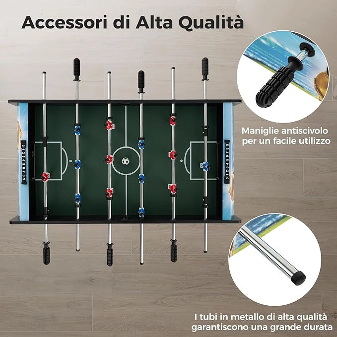 Mini Calcio Balilla, Calcetto con Segnapunti e Gambe Rimovibili, Gioco da Sala Giochi Salvaspazio per Sala Giochi Feste, 94x51x68,5 cm