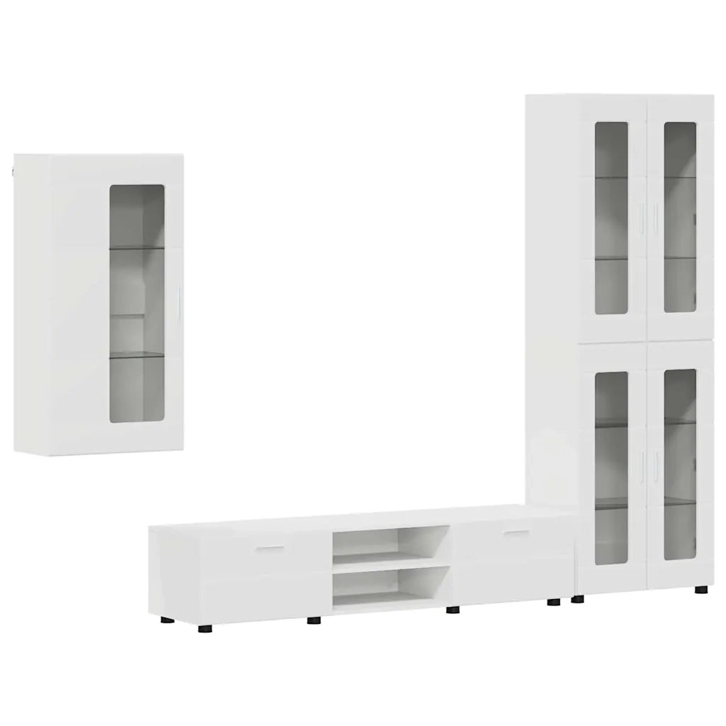 Set mobile TV con porta FLORIN 3 pcs Bianco Legno multistrato