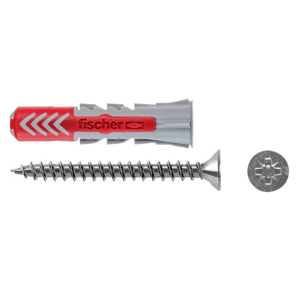 Tassello in nylon con vite testa svasata piana per cartongesso modello duopower  ?8x40  Fischer italia s.r.l.