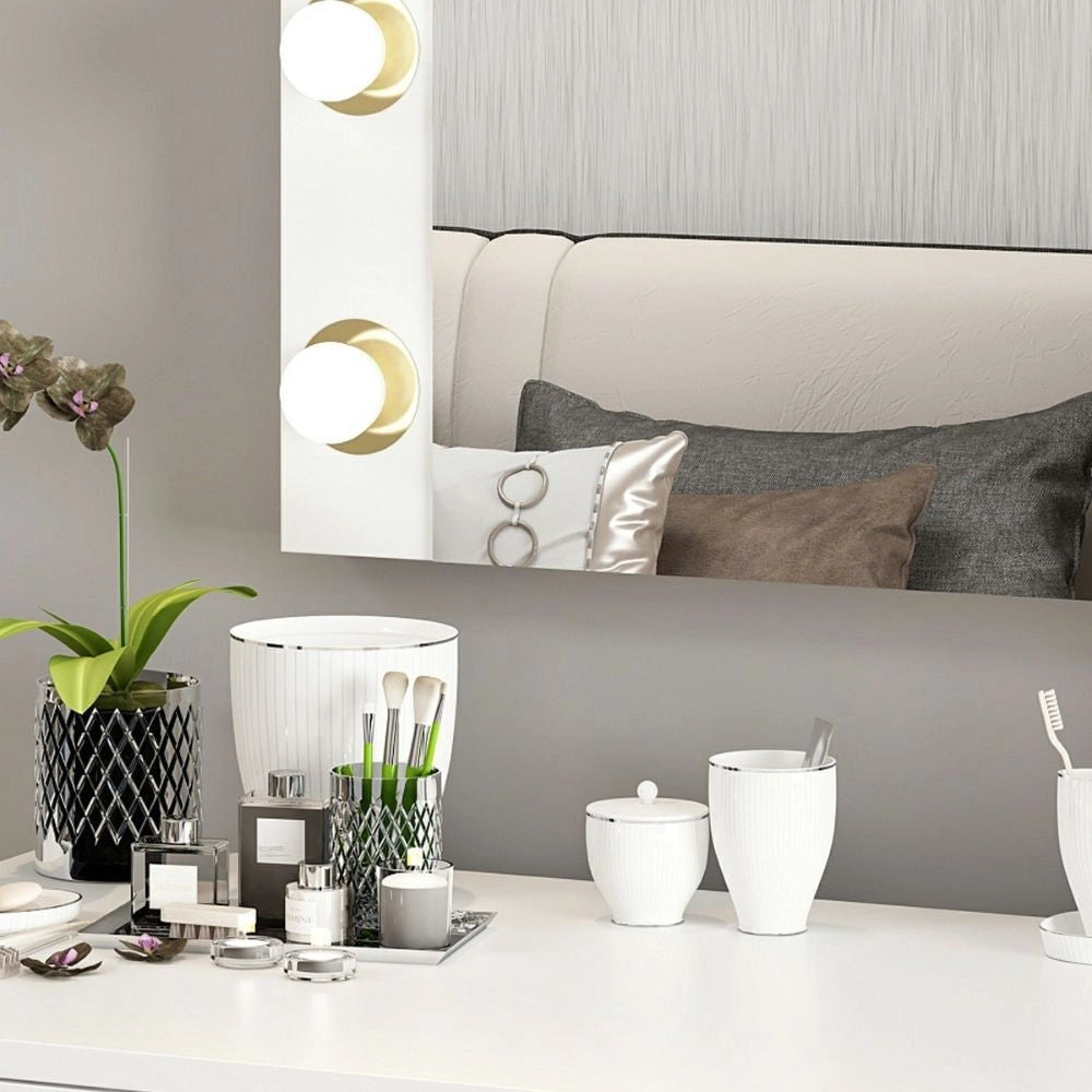 Specchio trucco Armin colore bianco con luci LED lampadine non incluse