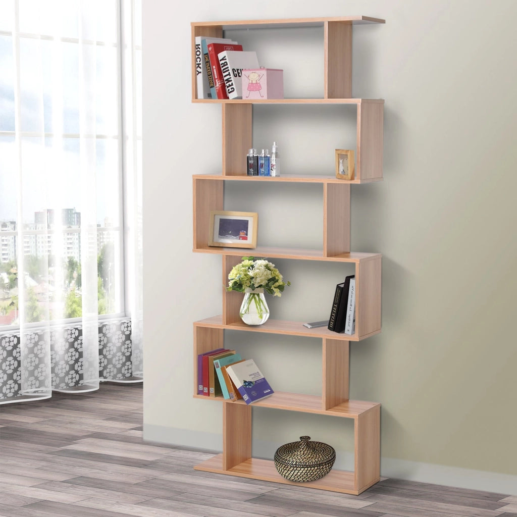 Libreria Design Moderno in Legno con 6 Ripiani Legno Naturale 80x23x192 cm