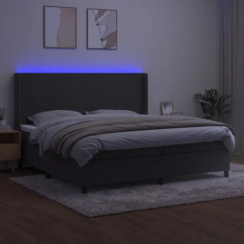 Letto a Molle con Materasso e LED Grigio Scuro 200x200 cm 3139464