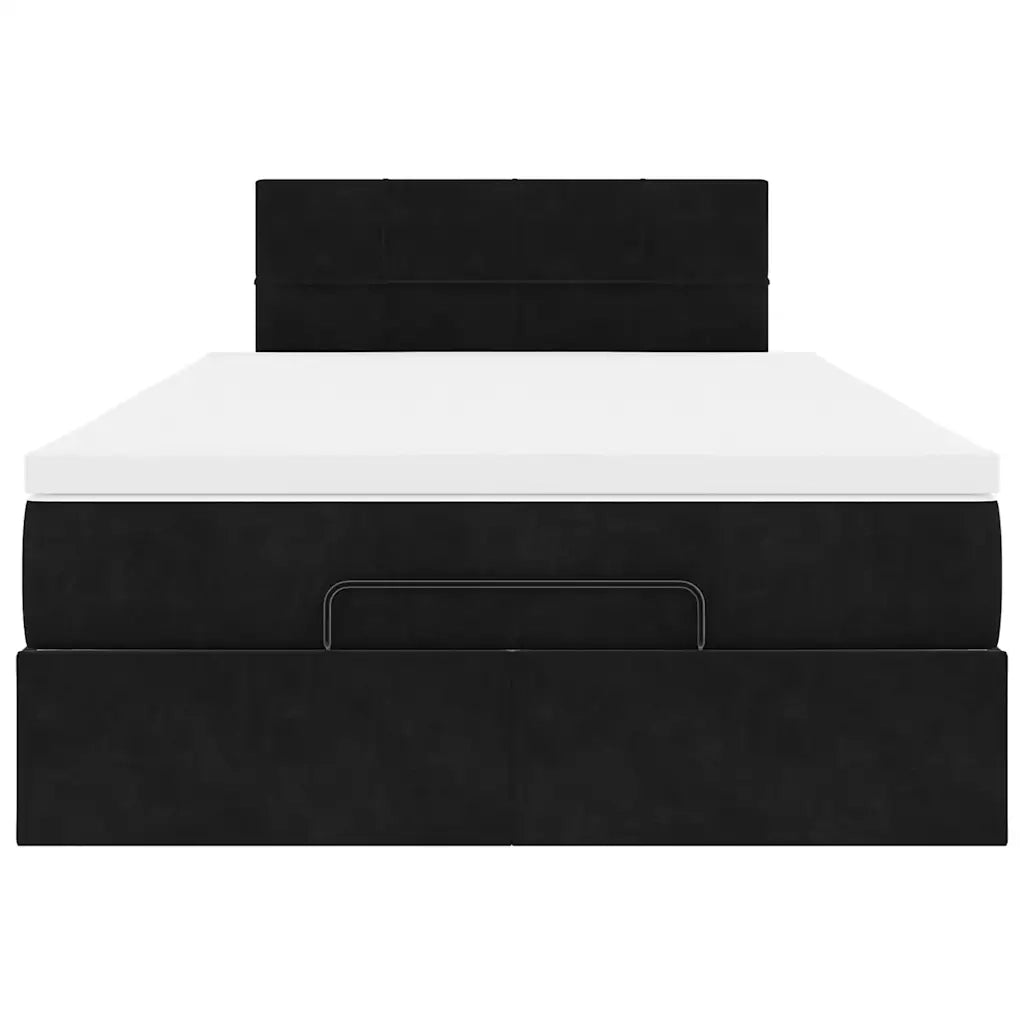 Struttura Letto Pouf con Materasso Nero 120x200 cm Velluto