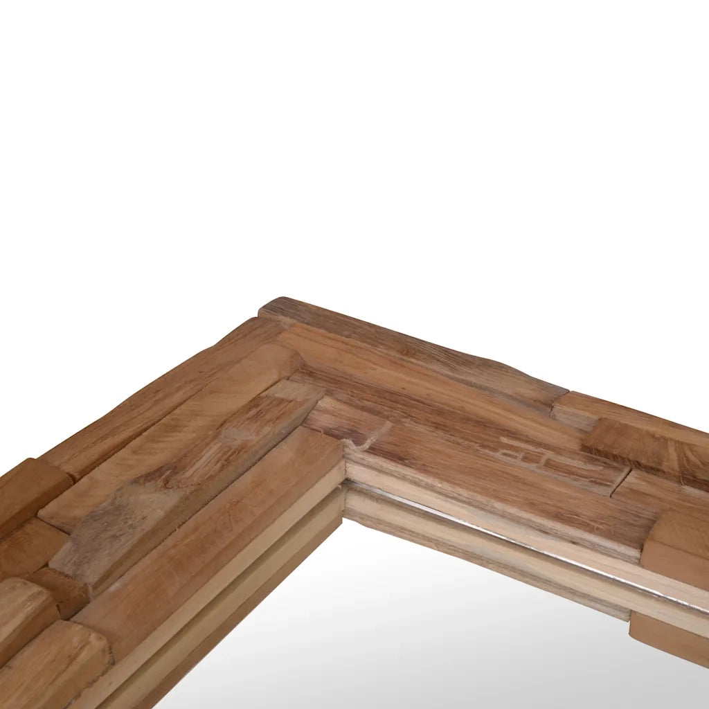 Specchio Decorativo in Legno di Teak 120x60 cm Rettangolare cod mxl 49985