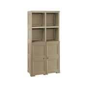 ARMADIO 2 MODULI CHIUSI CON 2 SCAFFALI 79X43X164 CM, MOBILE CONTENITORE MULTIUSO PER SALOTTO, PERGOLATO E BALCONE COPERTO, DESIGN CLASSICO EFFETTO LEGNO