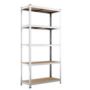Trade Shop - Scaffale Metallo Zincato 5 Ripiani Mdf Scaffalatura Carichi Pesanti 180x120x45cm -