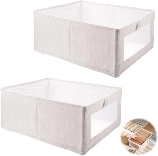 Set di archiviazione a doppia cassa - cassa per abbigliamento - stivabile - tessuto impermeabile - set da 2 - 41 x 28 x 17 cm - cassa di archiviazione