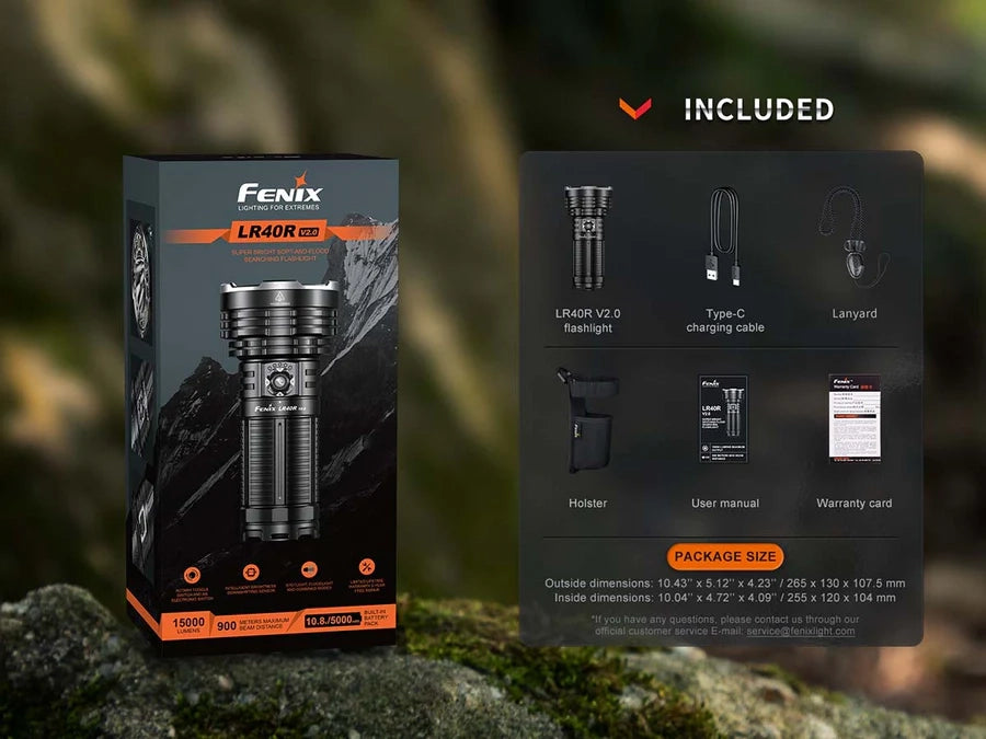 Torcia LED ricaricabile FENIX LR40R V2.0 15000 lumen 900 metri