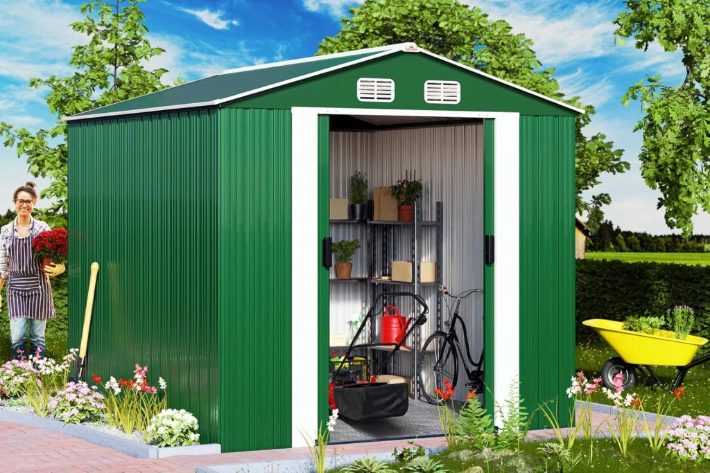 Capanno da Giardino XXL 8m² Fondamenta 312x257x178cm Porta Scorrevole Rimessa per Attrezzi da Esterno 15m³