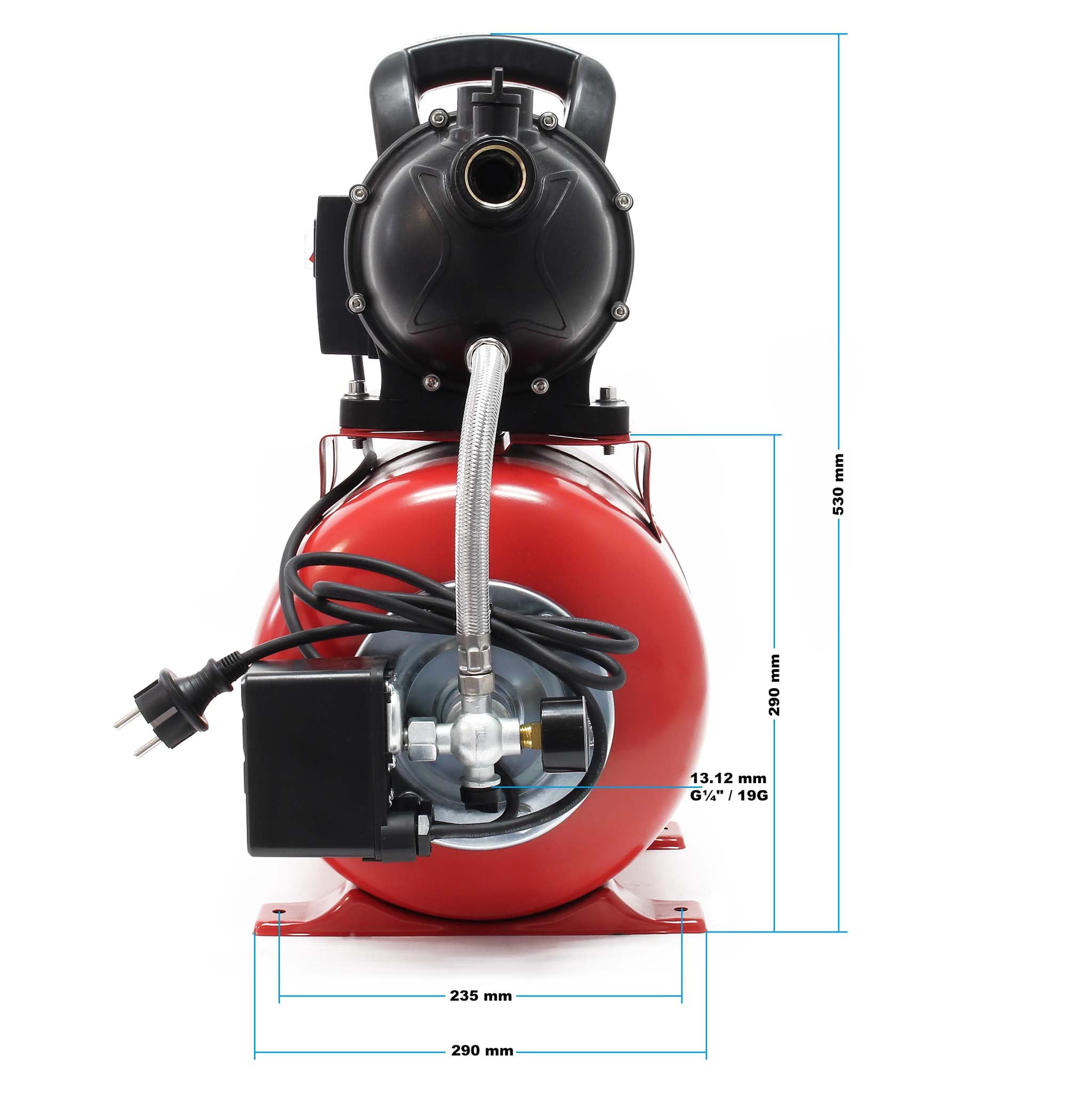 Pompa autoclave uso domestico 1000W 3500l/h Elettropompa da giardino con pressostato e manometro