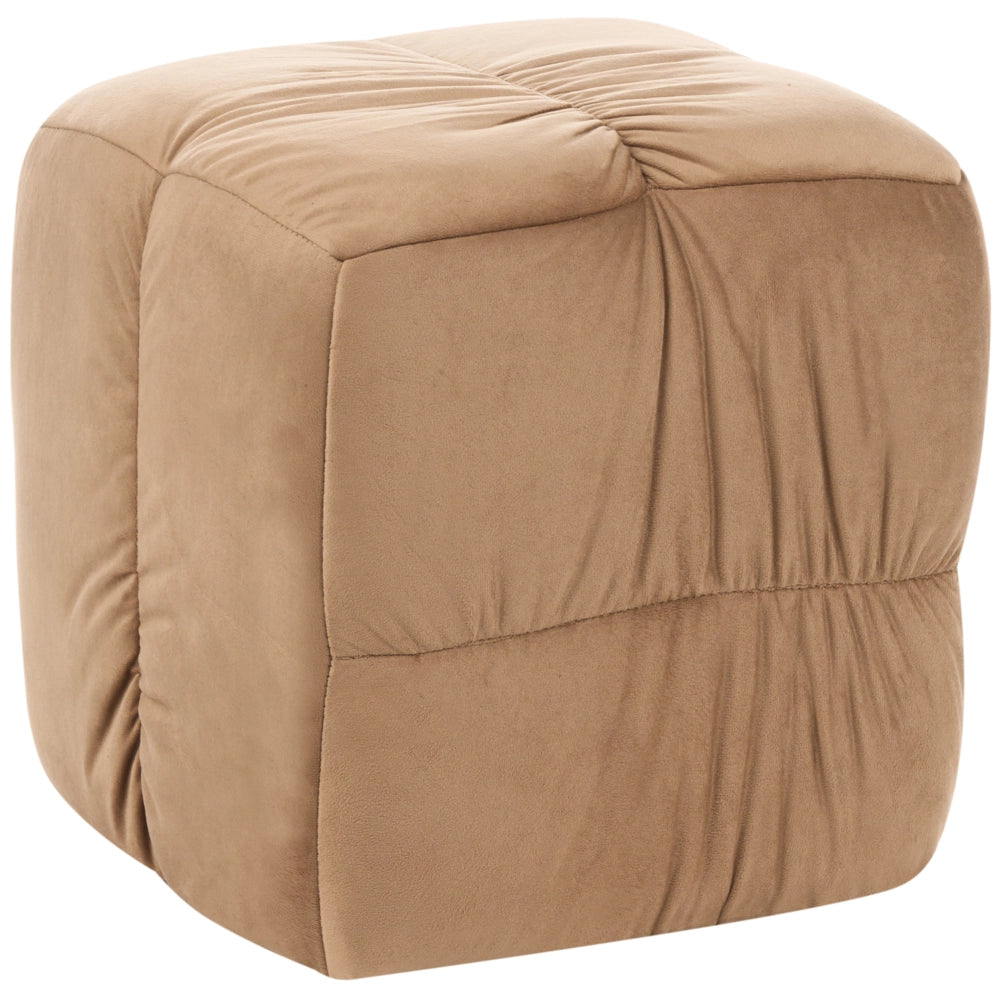 Pouf quadrato in velluto tortora 38 x 38 cm, poggiapiedi decorativo con rivestimento setoso, in stile boho, per soggiorno e camera da letto