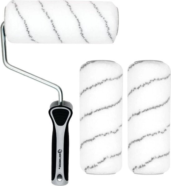 Kit di pennelli a rulli 4 ST Incluso 1 ST telaio a rulli e 3 ST pennelli a rulli 180 mm senza pelo - Peso ridotto per una superficie liscia e uniforme