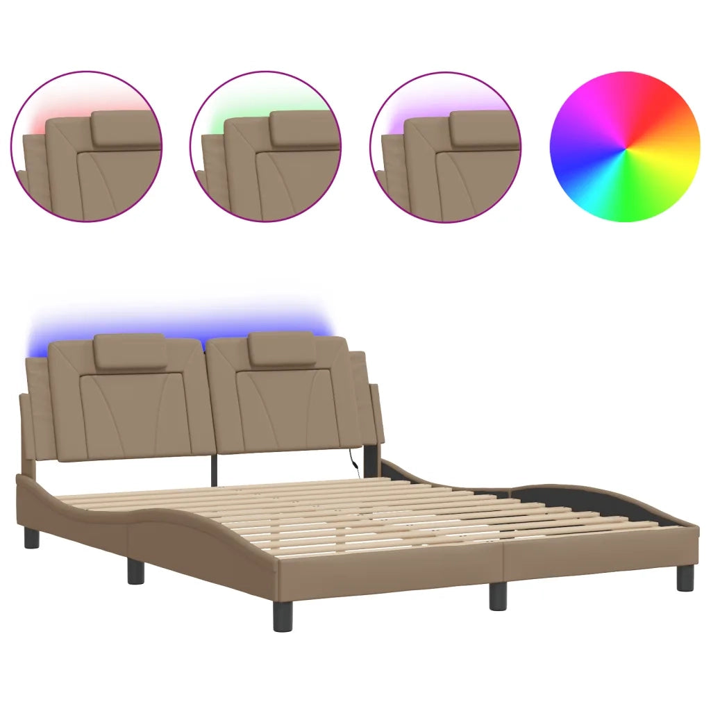 Giroletto Viana con LED senza Materasso Cappuccino 160x200 cm 3214033