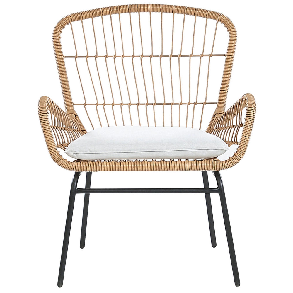 Set bistrot marrone finto rattan gambe in acciaio Nero 2 sedie con cuscini grigi piano tavolo in vetro moderno set da esterno a 2 posti