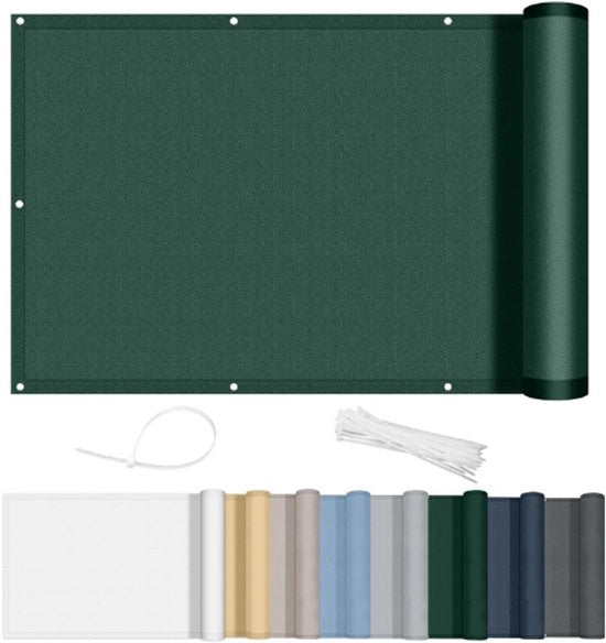 Schermo per balcone 90x600cm - 170g/m² PES copertura per balcone - Protezione senza visuale con occhielli - Schermo acqua e vento con protezione UV - per balcone giardino terrazza - verde