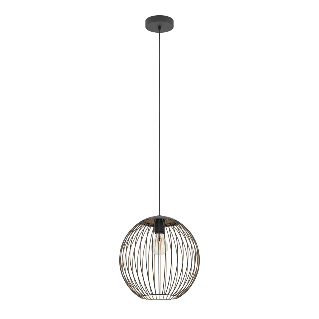 Sospensione Rustica Country Almanzora Acciaio Nero 1 Luce E27 Ip20
