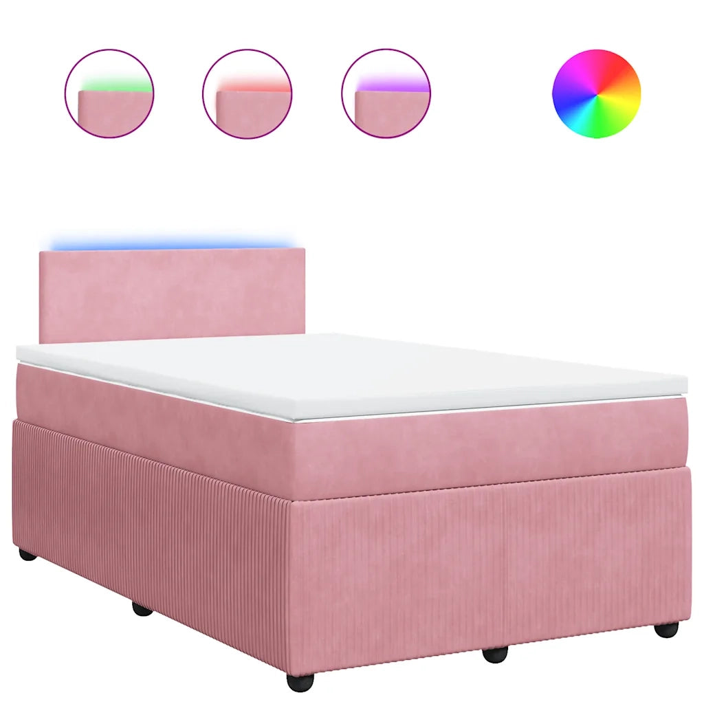 Giroletto a Molle con Materasso Rosa 120x190 cm in Velluto