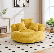 Sedia a sacco in corduroy senape con schienale avvolgente e braccioli; 108x108x52 cm