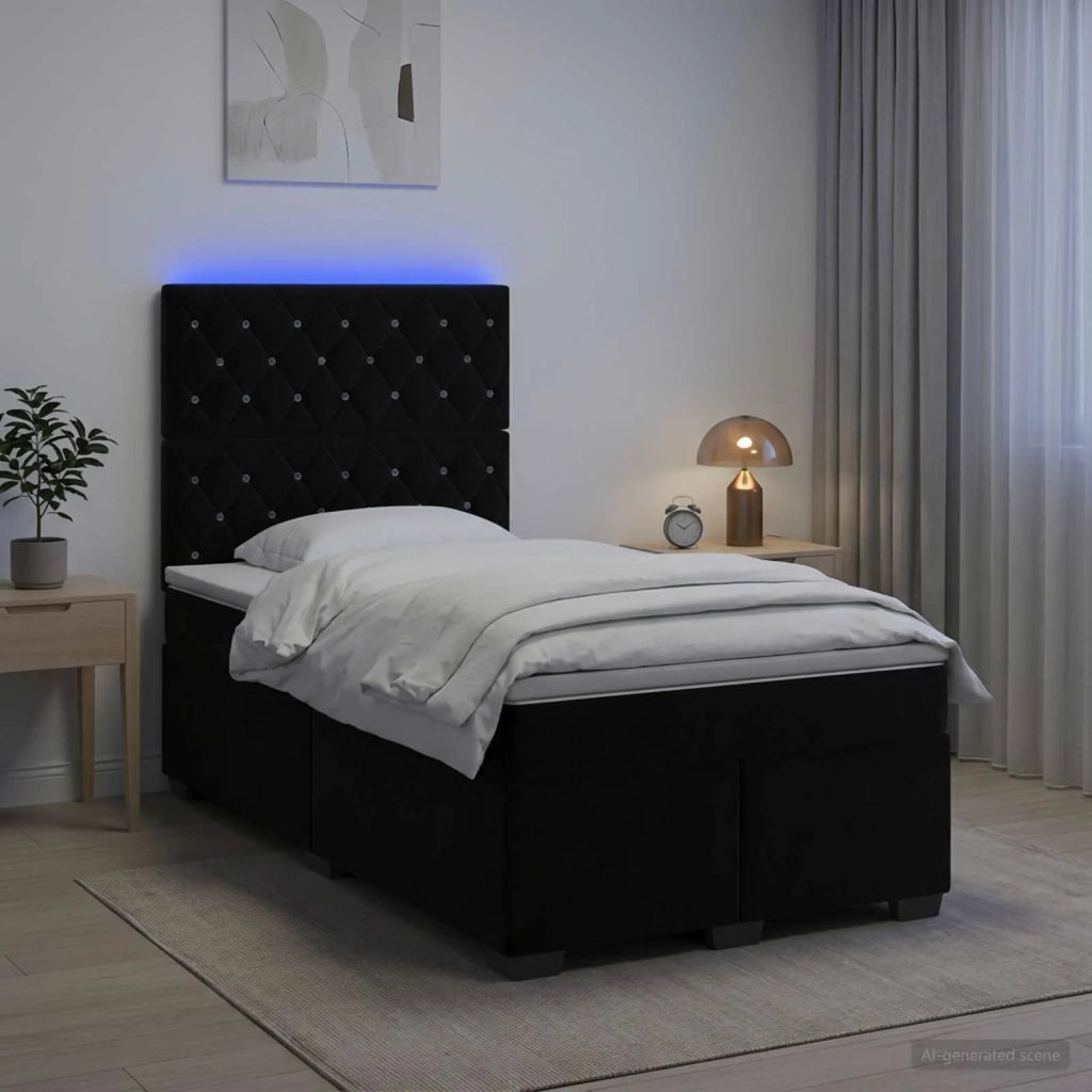 Letto box spring con materasso Nero 120 x 200 cm Velluto 3455080