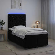 Letto box spring con materasso Nero 120 x 200 cm Velluto 3455080