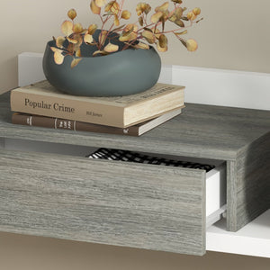 Mobile da Ingresso 2 in 1 con Specchio e Cassetto in MDF Grigio e Bianco