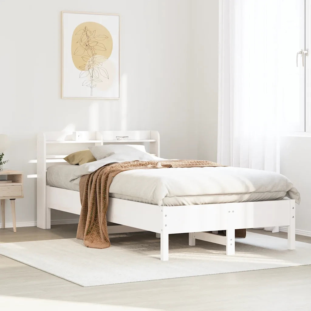 Giroletto senza Materasso-Struttura Letto Bianco 100x200 cm Legno Massello Pino 731026