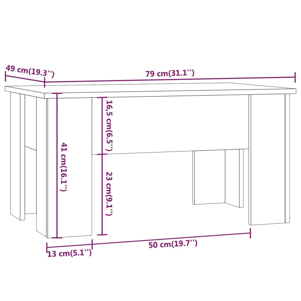Tavolino da Salotto Nero 79x49x41 cm in Legno Multistrato cod mxl 10418