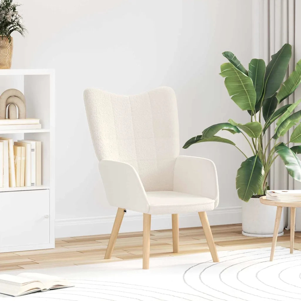 Poltrona | Sedia Relax Crema 62 x 67 x 95,5 cm Tessuto Sherpa