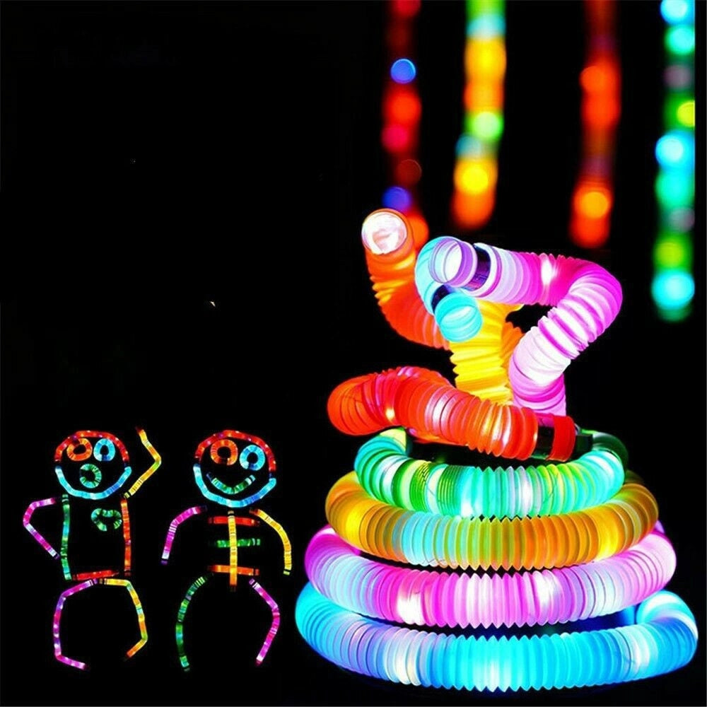 Trade Shop - Tubo Luminoso A Led Pop Antistress Giocattolo Sensoriale Per Bambini Stretch -      -12 Pezzi -
