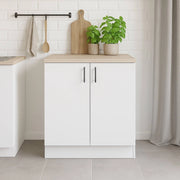 Mobile per lavello 2 ante Nolia, Base sottolavello, Mobile lavello con ante, Struttura base per lavello, 80x60 h90 cm, Bianco e Rovere