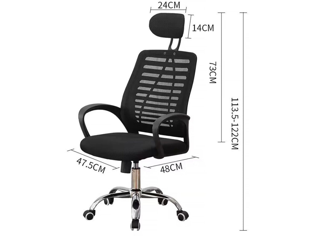 Sedia da ufficio ergonomica regolabile in altezza "Sébastien" con poggiatesta - Nero
