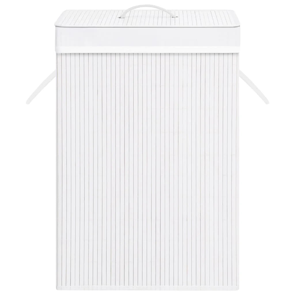 Cesto portabiancheria con un unico scomparto 40 x 30 x 60 cm bambù bianco 02_0006164