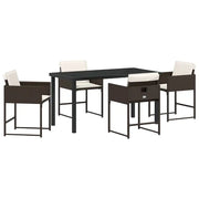 Set da Pranzo per Giardino con cuscino 5 pz | Set Salotto da Giardino Marrone polyrattan