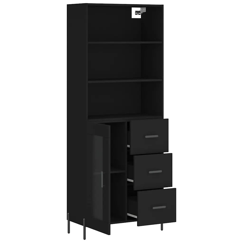 Credenza Nera 69,5x34x180 cm in Legno Multistrato 3189518
