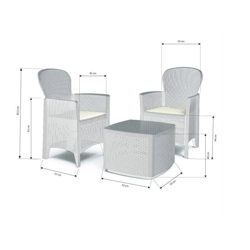 MAURY'S SALOTTINO ALESSIA DA GIARDINO CON CUSCINI 3 PZ BIANCO