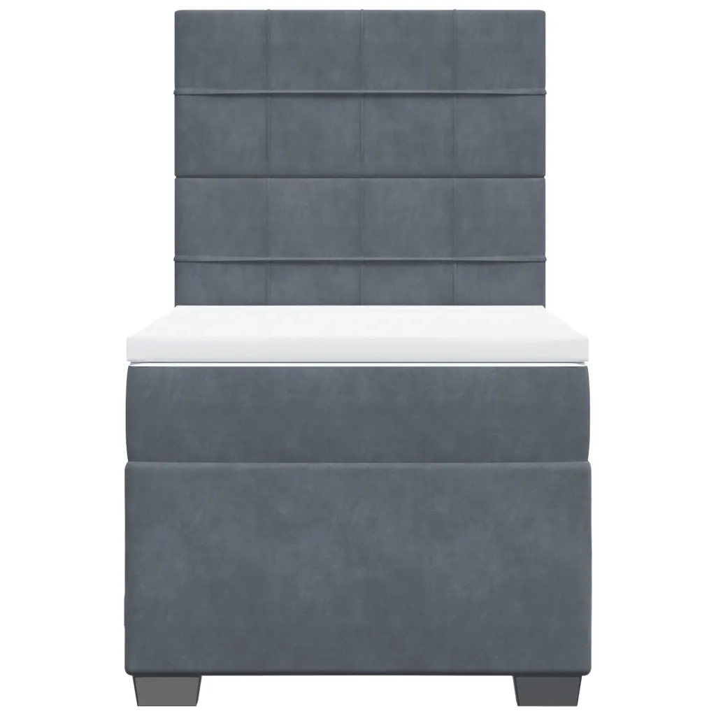 Giroletto a Molle con Materasso Grigio Scuro 100x200 cm Velluto 3290835