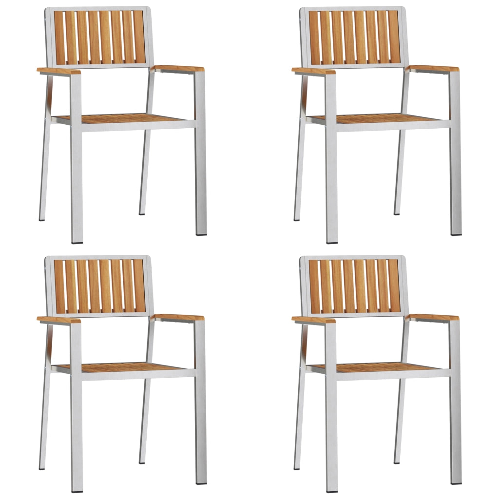 Sedia da giardino impilabile 4 pcs in legno massello di teak e acciaio inox