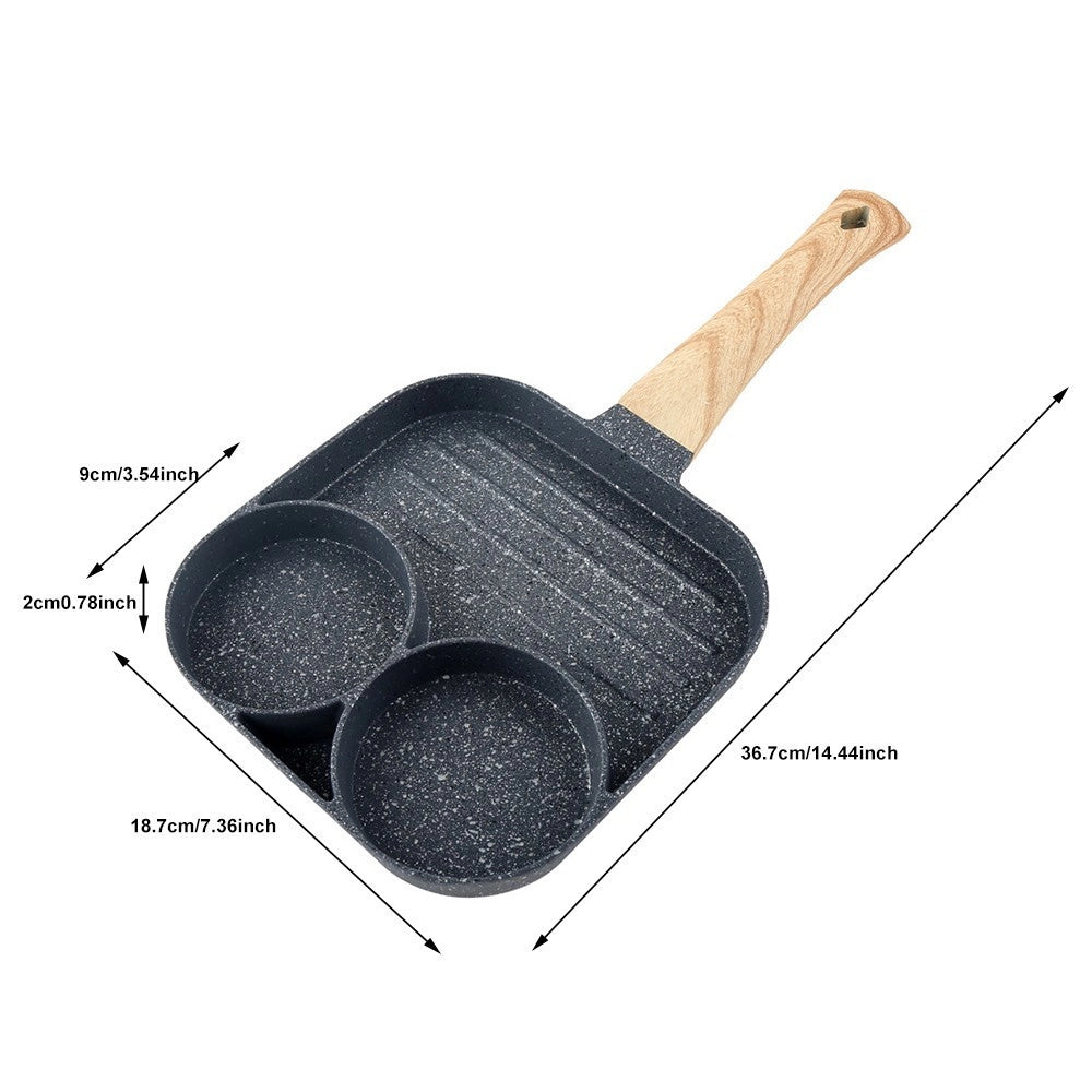 Trade Shop - Padella Pancake 3 Scomparti In Lega Di Alluminio Antiaderente Per Cuocere 3 In 1 -