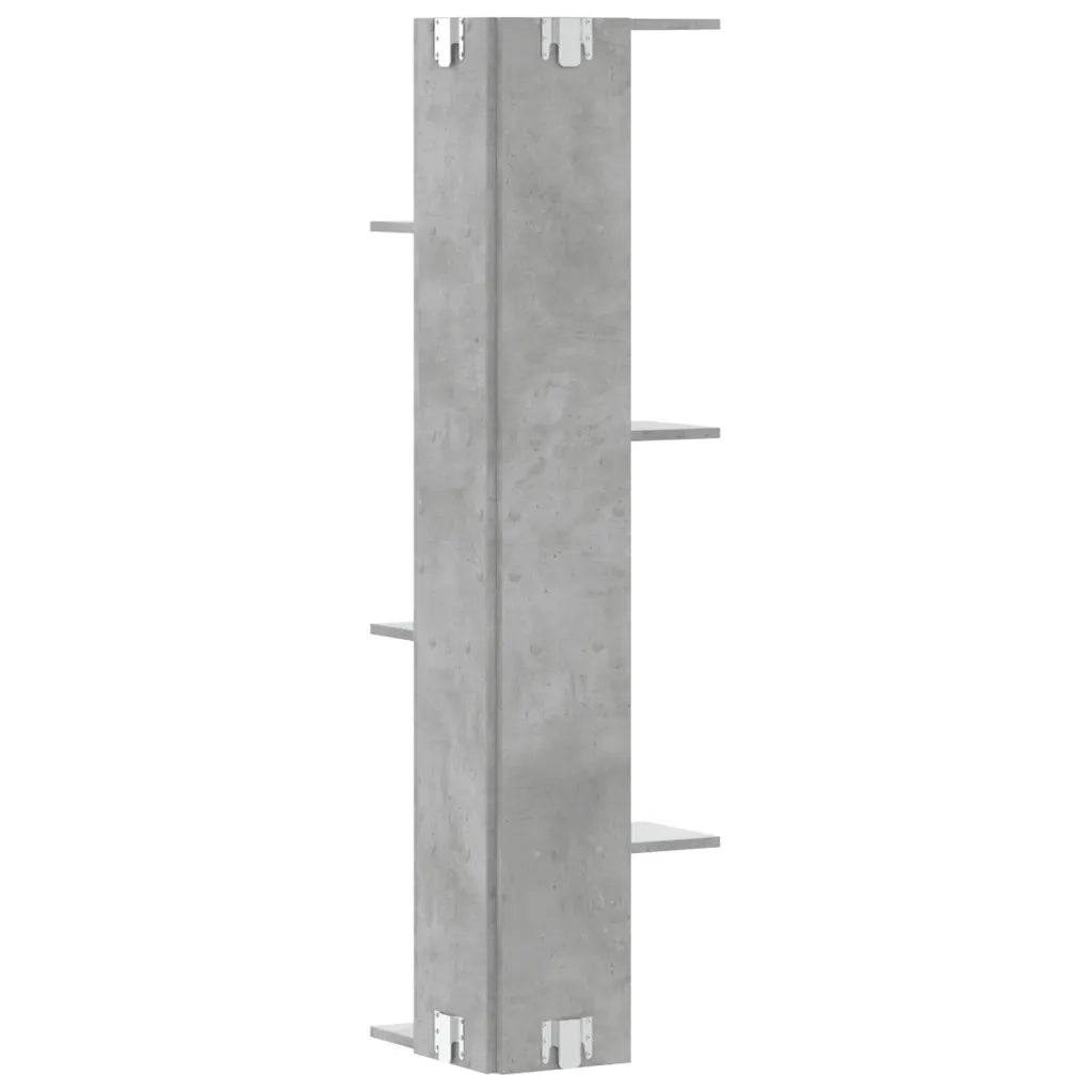 Scaffale Angolare Muro | Mensola a parete Grigio Cemento 36,5x36,5x140 cm Legno