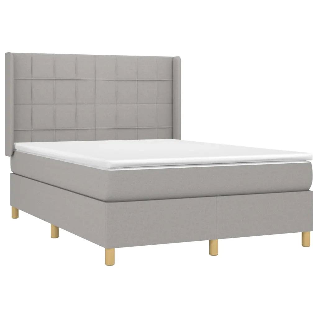 Giroletto a Molle con Materasso Grigio Chiaro 140x200cm Tessuto 3131993