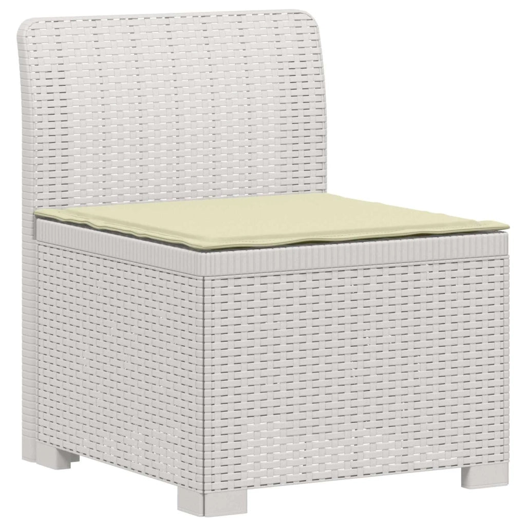 Divano da Giardino 5 Posti con Cuscini Stile Rattan PP Bianco 3443898