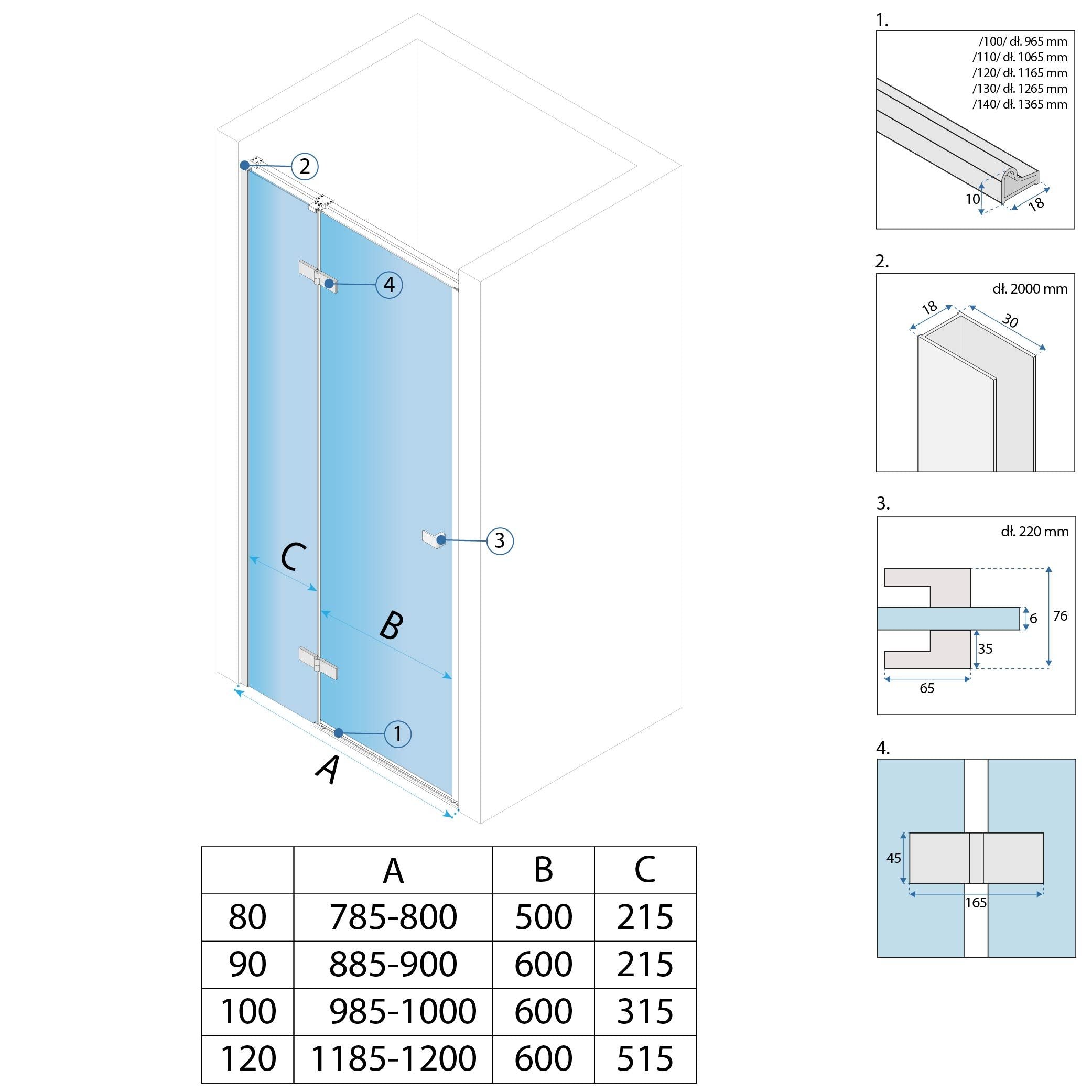 Porta Doccia Rea Atlas 100 Chrome destra