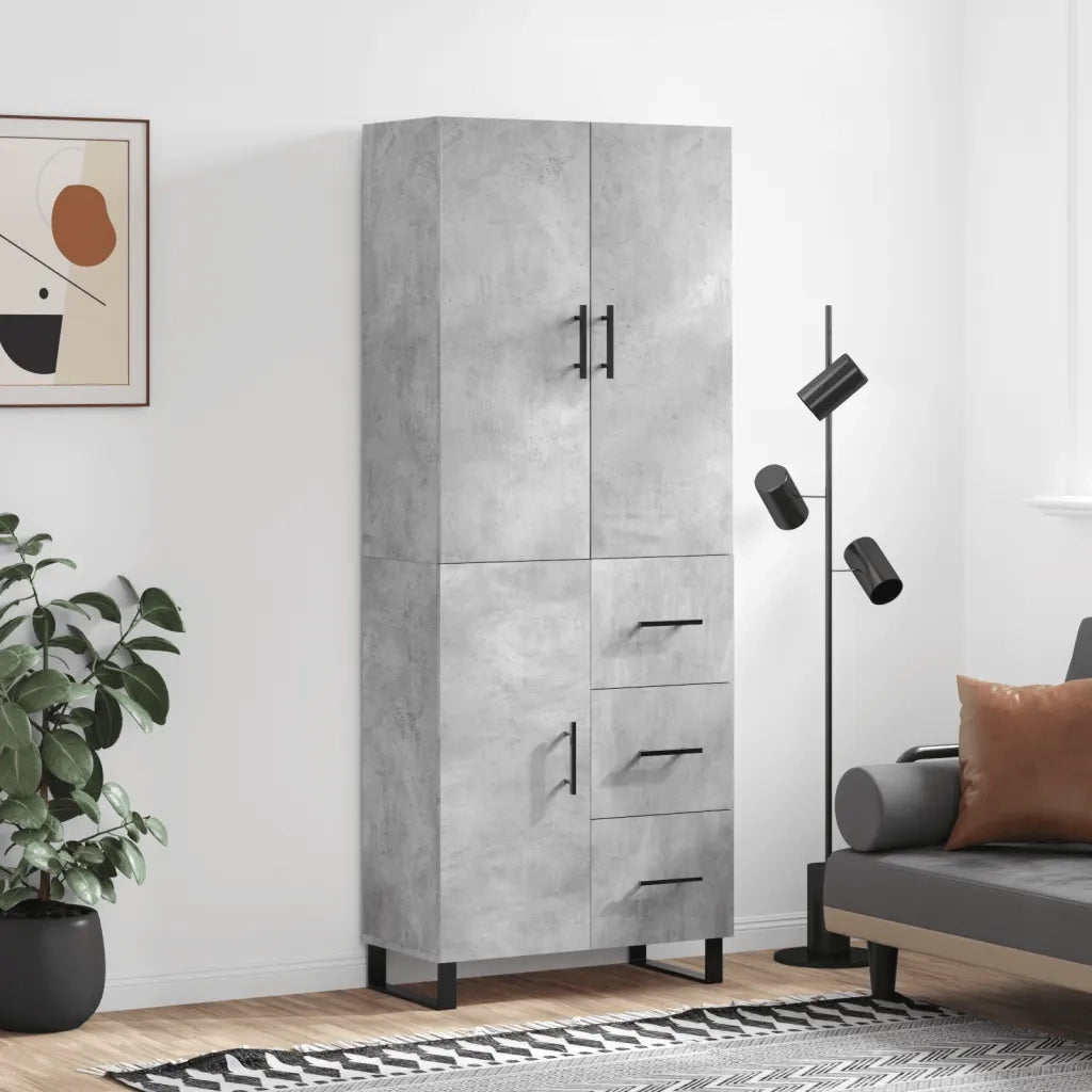 Credenza | Madia | Buffet da pranzo | Armadio da pranzo Grigio Cemento 69,5x34x180 cm in Legno Multistrato