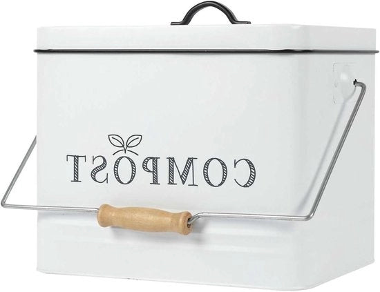 Cestino di Compostaggio in Metallo da 10L - Aspetto Vintage, Grande Capacità - ME0026