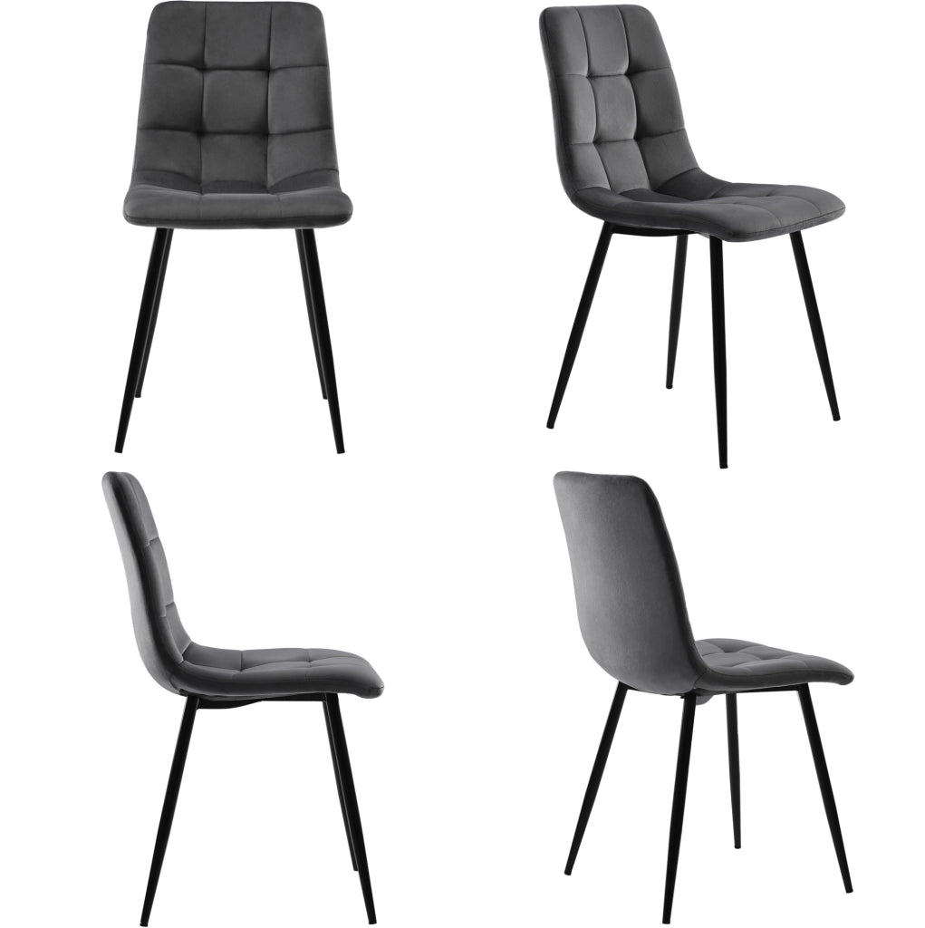 Set da pranzo 140x80 cm; 4 sedie in velluto; MDF; bianco