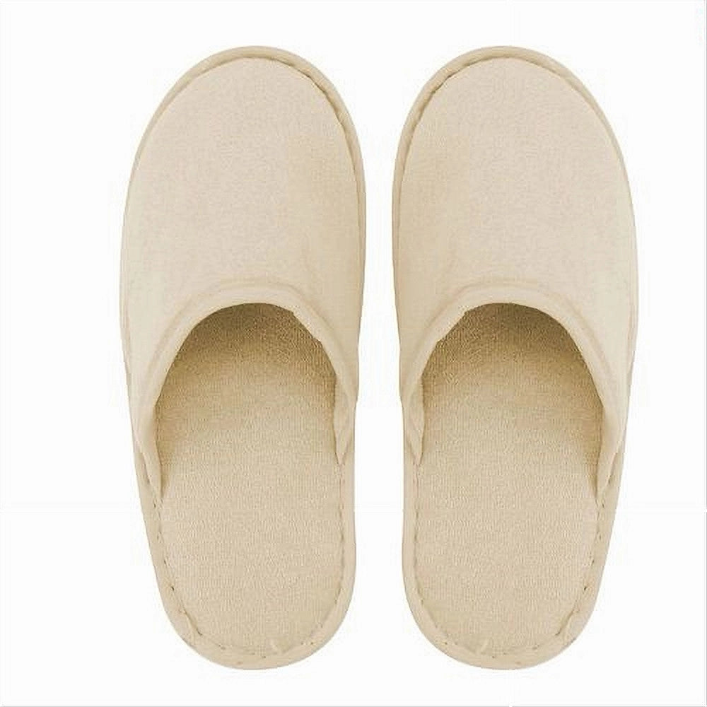 Trade Shop - Coppia Pantofole Ciabatte Bagno Chiuse Tessuto Beige Taglia 39-45 Stanza 79693 -