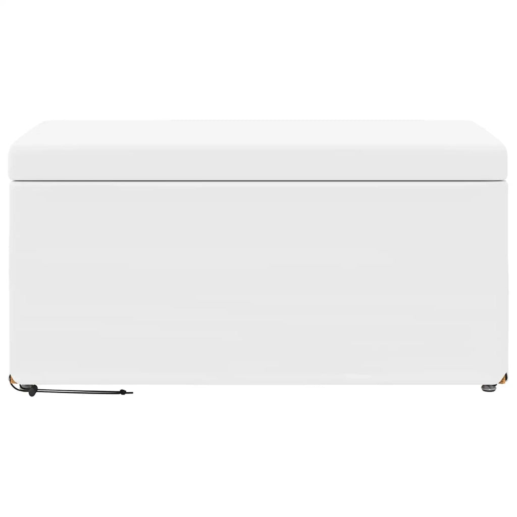 Pouf Bianco Pelle Sintetica e Legno Ingegnerizzato 876787