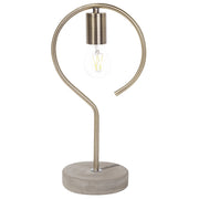 Lampada da Tavolo Colore Ottone Metallo Base Cemento Industriale